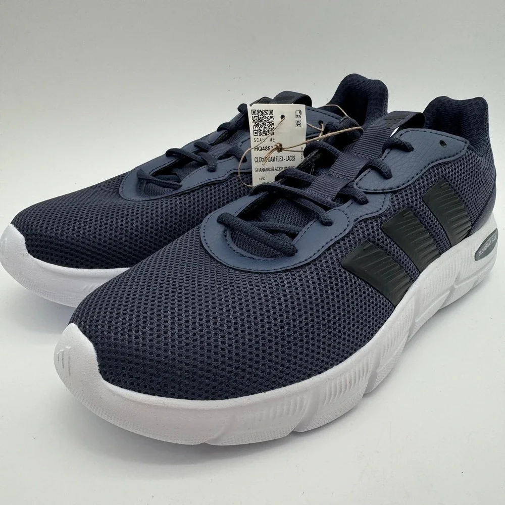 Adidas Cloudfoam Flex Lace Running Shoes Navy Black White Men's Size 8.5 NEW